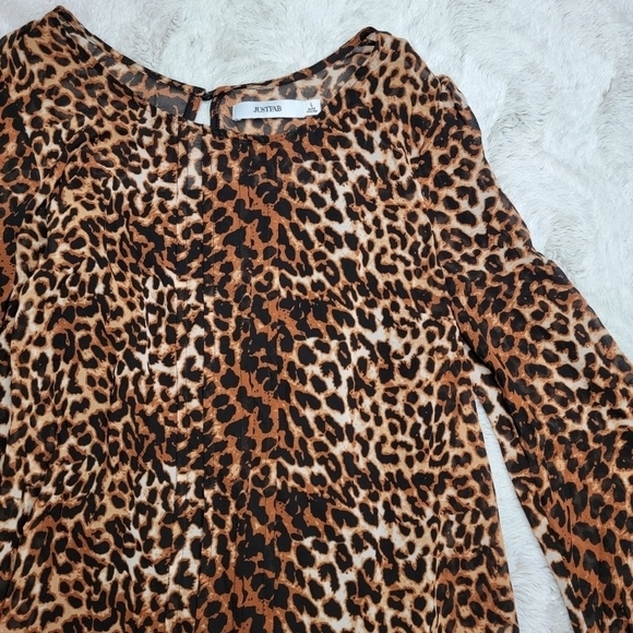 ✨️CL Just Fab Drop Waist Chiffon Dress In Leopard Size L - Picture 6 of 15